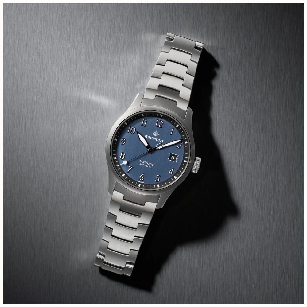 Bremont Altitude Date Automatic (39mm) Brushed Blue Galvanic Metal Dial / Stainless Steel Bracelet ALT39-DT-SS-BL-B - alternate view 7