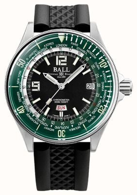 Ball Watch Company Engineer Master II Diver Worldtime (42 mm) z zieloną tarczą i czarnym gumowym paskiem DG2232A-PC-GRBK