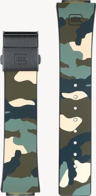 GLOCK Precision Silikonarmband in Waldtarnung / schwarze Hardware (24 mm) – nur Armband GB-PU-CAMOFOREST-BC-24