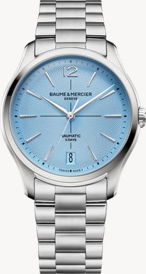 Baume & Mercier Clifton Baumaticlimited Edition (39mm) グレーシャーブルー ギロシェ文字盤 / ステンレススチールブレスレット腕時計 10870