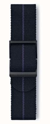 Elliot Brown Schwarzes Gurtband mit blauen Streifen, Standardlänge 22 mm, nur Riemen STR-N16G