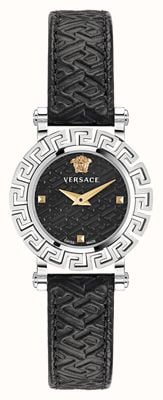 Versace Greca glam（30 毫米）黑色表盘/黑色皮革 VE2Q00122