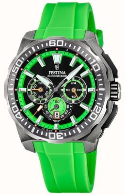 Festina Chrono Bike 2025 (45.5mm) Neon Green & Black Dial / Neon Green Rubber Strap F20725/3