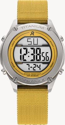 RZE UTD-8000 Multi-Function (42mm) Positive Display / Yellow Elastic Nylon Strap UTD-43-MY