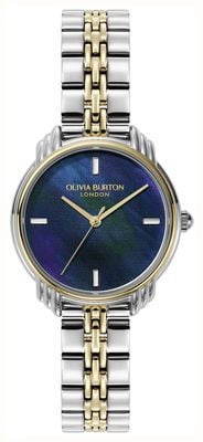 Olivia Burton Classic Art Deco 2.0 (30mm) Navy Blue Dial / Two-Tone Stainless Steel Bracelet 24000296