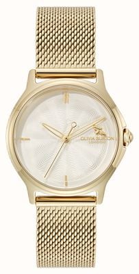 Olivia Burton Montre classique abeille (29,8 mm), cadran crème / bracelet en maille d'acier inoxydable plaqué or PVD 24000341