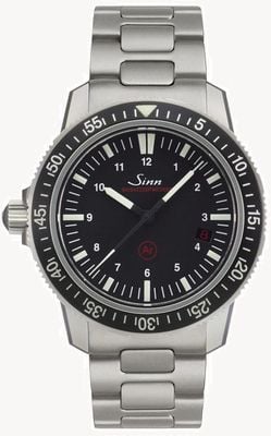 Sinn Ezm 3 heren duikende einsatzzeitmesser zwarte wijzerplaat 603.010 TWO LINK BRACELET