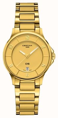 Certina Дс-6 дама | кварц | золотой циферблат | браслет из стали с золотым покрытием C0392513336700