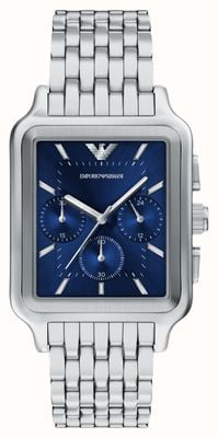 Emporio Armani Diego Chronograph (50 mm), blaues Zifferblatt / Edelstahlarmband AR11750