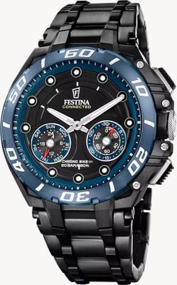Festina Chrono Bike Connected Hybrid Smartwatch (46mm) Black Dial / Black PVD Stainless Steel Bracelet F20762/1