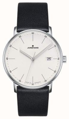 Junghans Vorm quartz zwart lederen horloge 41/4884.00