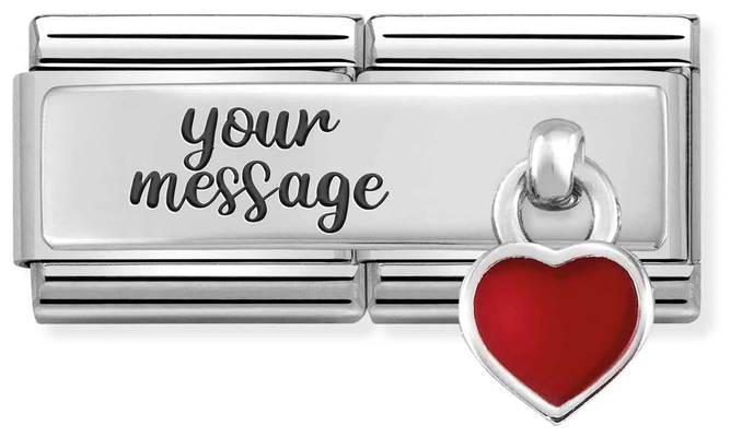 Nomination Classic DOUBLE ENGRAVED Steel And Silver Sterling Silver Love Heart Charm 330780/03