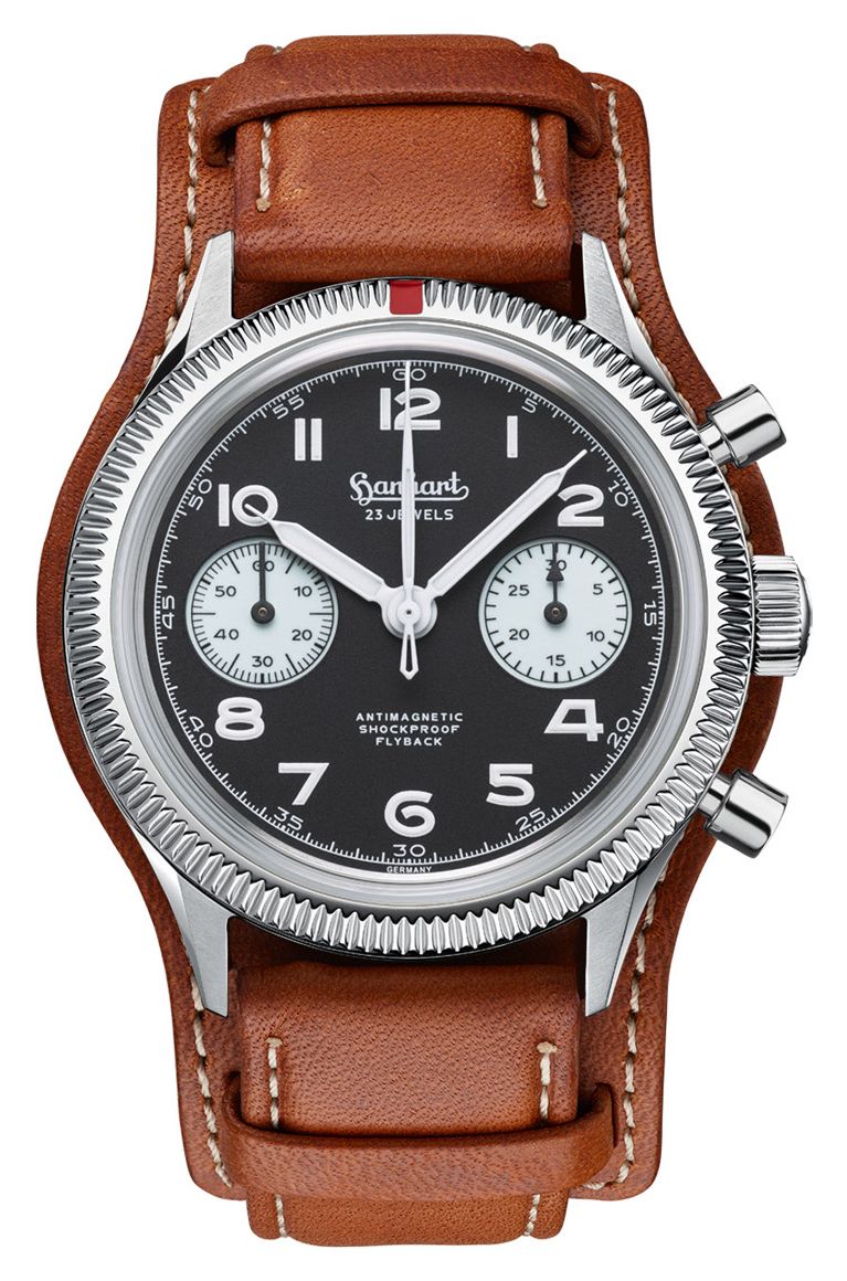 Hanhart 417 es 1954 flyback reverse panda (39 mm) cadran montre