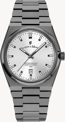 Jacques Du Manoir Horizon Quartz (41mm) Silver Dial / Black Stainless Steel Bracelet JWG03505