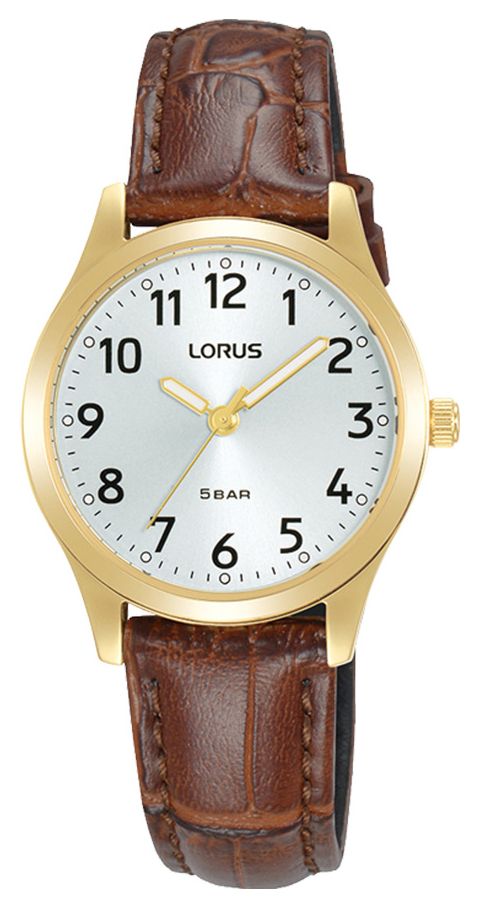 Lorus Quartz classique (28 mm) cadran soleillÃ© blanc / cuir montre
