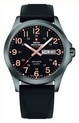 Swiss Military by Chrono 男士星期日历型（42 毫米）黑色表盘/黑色橡胶表带 SMP36040.31