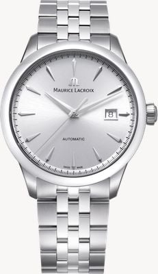 Maurice Lacroix 1975 Automatik (40 mm) silbernes Zifferblatt mit Sonnenschliff / Edelstahlarmband 756008-SS002-130-1