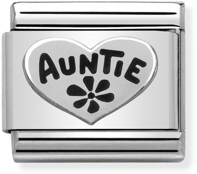 Nomination Classic Auntie Heart Oxidised Sterling Silver & Steel Charm 330101/17