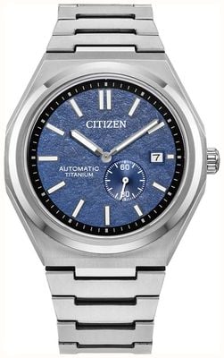 Citizen Forza 超级钛金属自动腕表（42 毫米）纹理蓝色表盘/超级钛金属表链 NJ0180-80L
