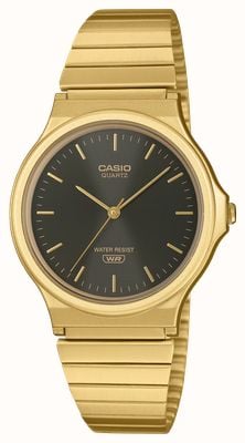 Casio MQ-24 Series Classic (34.9mm) Black Sunray Dial / Gold PVD Stainless Steel Band MQ-24GA-1AEF