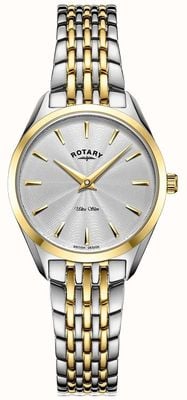 Rotary Ultra cienki damski dwukolorowy zegarek z bransoletą LB08011/02
