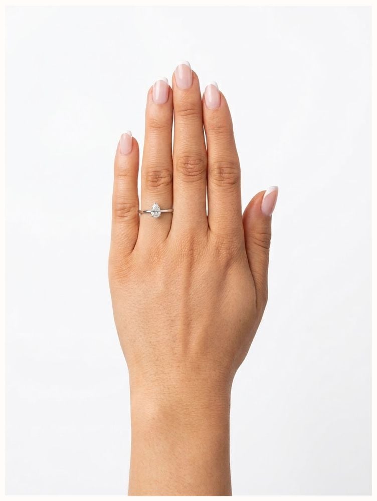 0.49ct Pear Natural Diamond 18ct White Gold Solitaire Ring FCD00402 - 备用视图 4