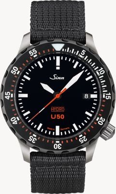 Sinn U50 HYDRO SDR 5000m (41mm) Black Dial / Black Textile Strap Watch 1051.040 BLACK TEXTILE