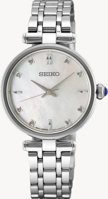 Seiko Klassische Diamant-Quarz (29mm) Perlmutt-Zifferblatt / Edelstahl-Armband HGH005P1