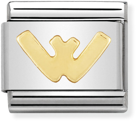 Nomination Classic Letter W 18ct Gold & Steel Charm 030101/23