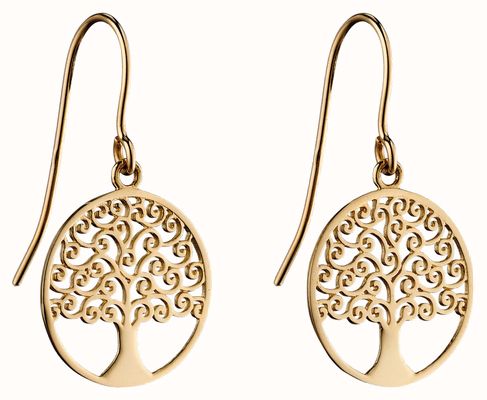 Elements Gold 9k Yellow Gold Tree Of Life Earrings GE2306