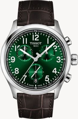 Tissot Chrono l kwarcowy (42 mm) zielona tarcza / brązowy pasek skórzany T1164171609200