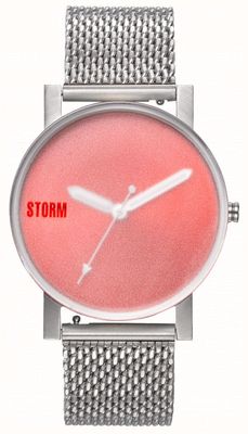 STORM | nova explosão v2 malha vermelha | pulseira em malha de prata | mostrador vermelho | 47457/R