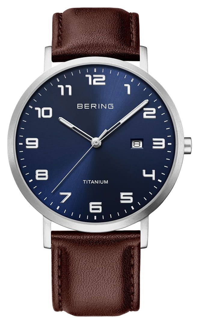 Bering en titane quartz (40mm) cadran bleu effet montre