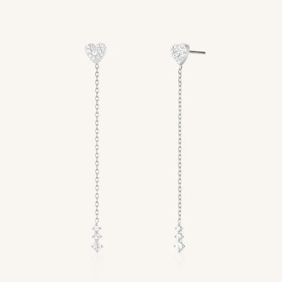 Rosefield Jewellery Heart Droplet Long Earrings Silver JEHLS-J1321