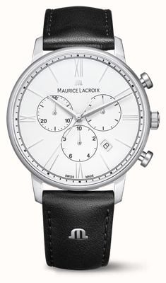 Maurice Lacroix Cronógrafo Eliros (40 mm) mostrador branco / pulseira de couro preta EL1098-SS001-110-2