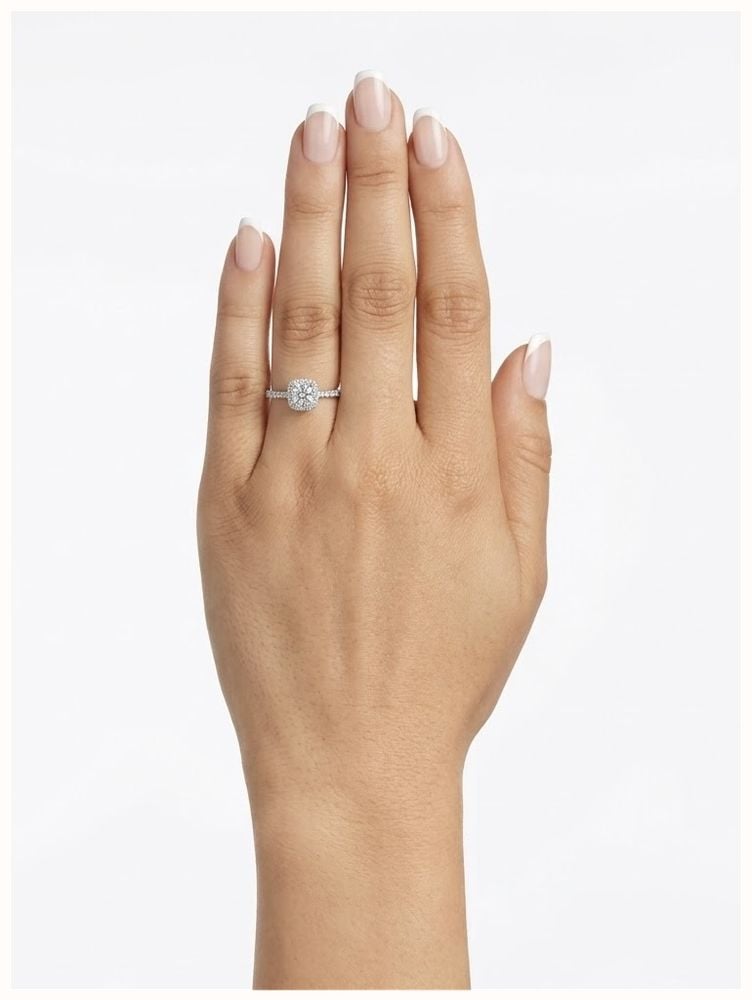 James Moore & Co 0.81ct Princess Natural Diamond Platinum Halo Ring J4621 - vista alternativa 4