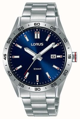 Lorus Sportquarz 100 m (40 mm), blaues Sunray-Zifferblatt / Edelstahl RH961NX9