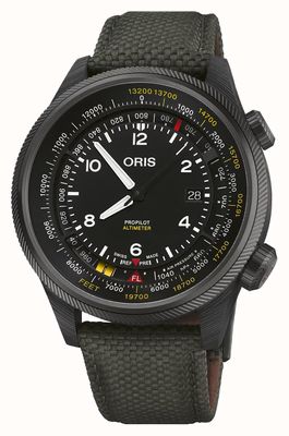 ORIS Altimètre Propilot - échelle en pieds (47 mm) cadran noir / bracelet textile noir 01 793 7775 8734-SET
