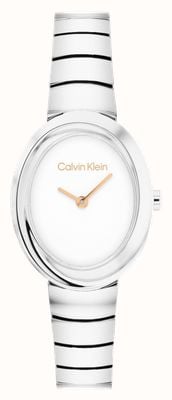 Calvin Klein TWISTED BEZEL Two-Hand Quartz (24mm) White Dial / Stainless Steel Bracelet 25100149