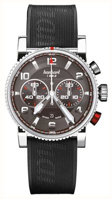 Hanhart Cronógrafo automático Primus Racer (44 mm) mostrador antracite / pulseira de borracha preta - tamanho M 741.240-1020