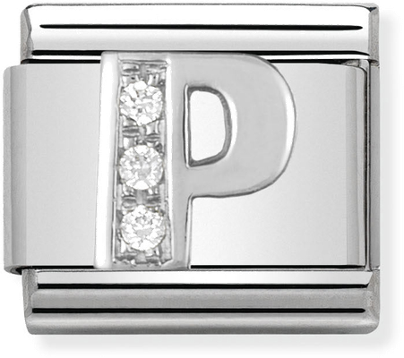 Nomination Classic Letter P Sterling Silver & Steel Cubic Zirconia Charm 330301/16