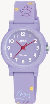 Lorus Junior Bunny Pattern (27mm) Purple Dial / Purple Patterned Silicone Strap RRX43JX9