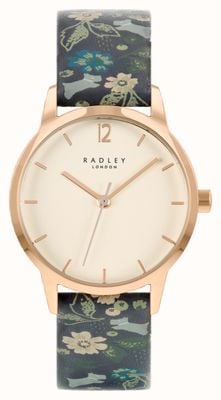 Radley Women's Black Floral Leather Strap | White Dial RY21234A