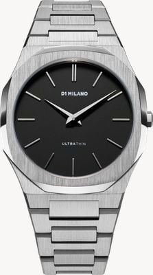 D1 Milano Ultra Thin Re-Silver (40mm) Matte Black Dial / Stainless Steel Bracelet UTBJ40