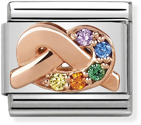 Nomination Classic Rainbow Knot 9ct Rose Gold & Steel Charm 430302/11