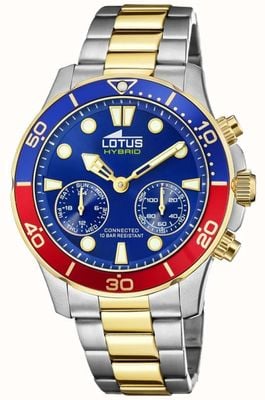Lotus Смарт-часы с гибридным подключением | синий циферблат | двухцветный браслет из нержавеющей стали L18801/3