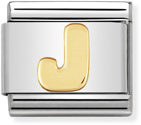 Nomination Classic Letter J 18ct Gold & Steel Charm 030101/10