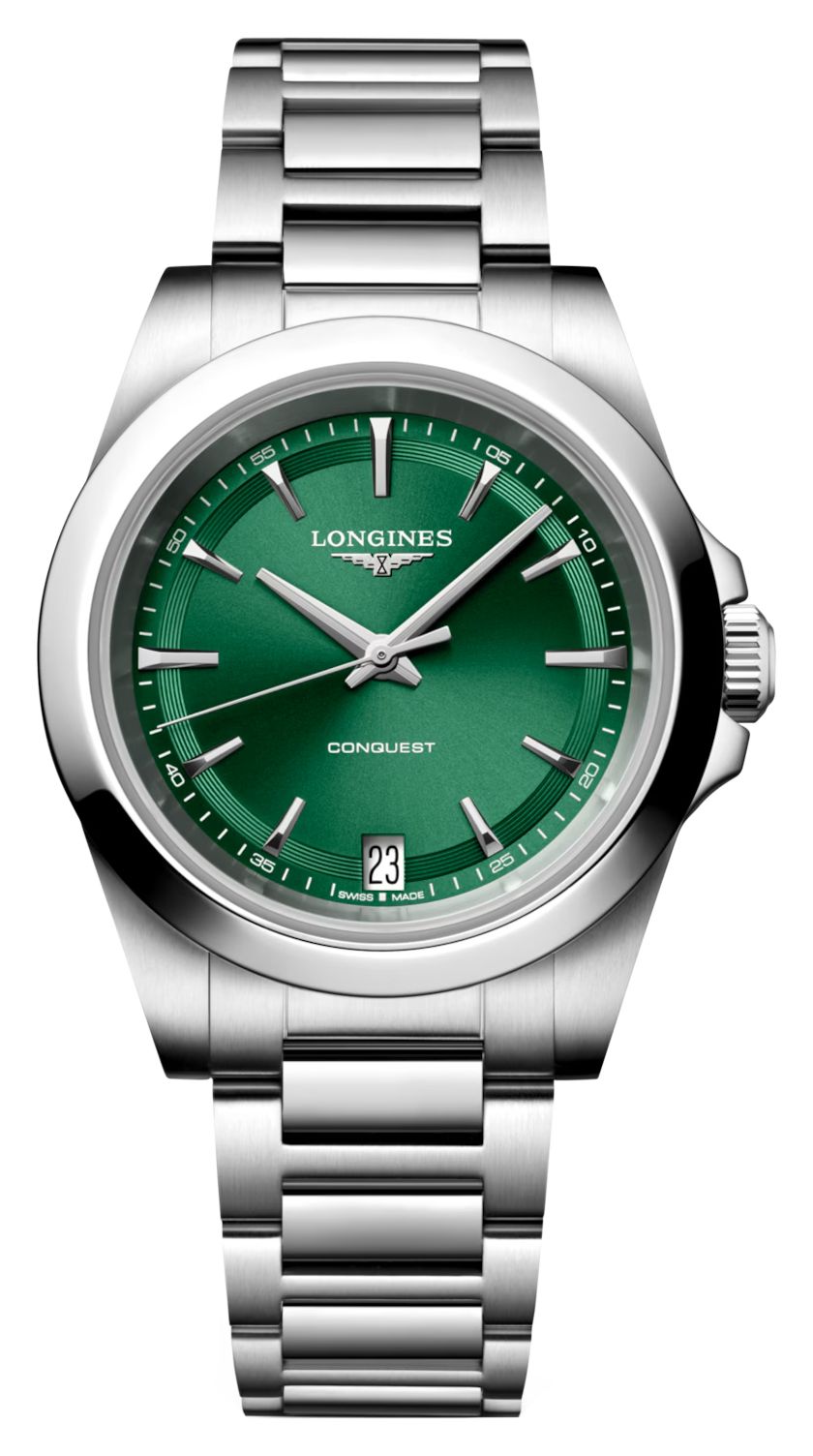 LONGINES Conquest quartz (34mm) cadran vert rayons de soleil montre