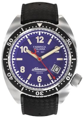 Allemano 1973 purple shark diver edição limitada (42 mm) mostrador roxo / pulseira de borracha preta SH-A-1973-P-V-DP