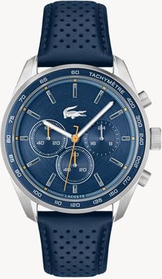 Lacoste Men's Vancouver (42mm) Blue Chronograph Dial / Blue Leather Strap 2011344